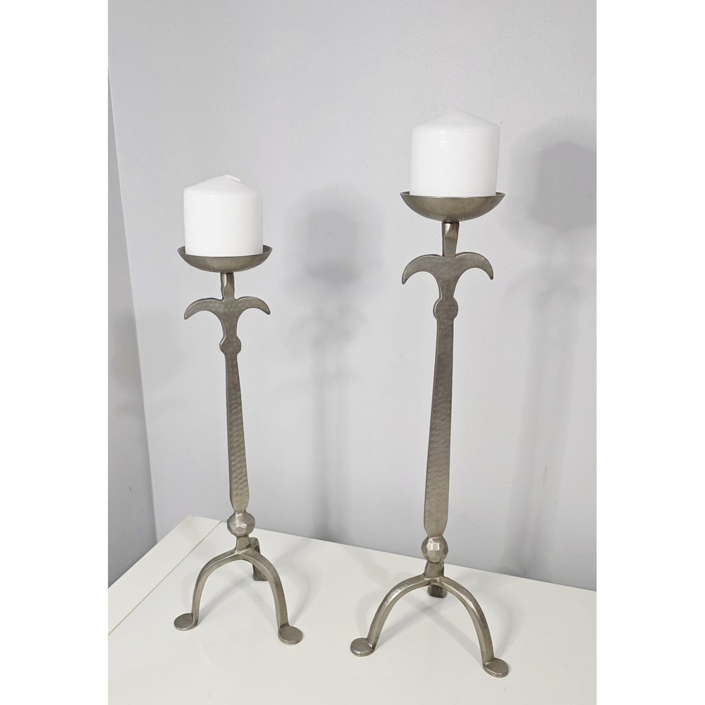 Matching Pair of Vintage 1970s Brutalist Style Candlestick Holders